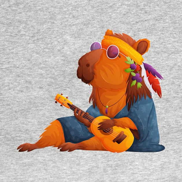 Cute capybara in hippie clothes by Javvani